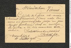 Nachlass Franz Steindachner, Postkarte von Fils Seinet an Franz Steindachner (04.07.1908), Inv.Nr. 474.02, Seite 2
